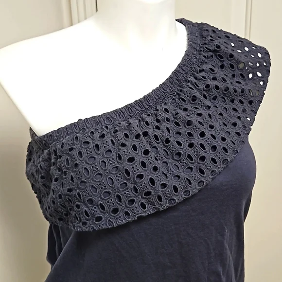 LOFT One Shoulder Eyelet Ruffle Blouse - Picture 2 of 6